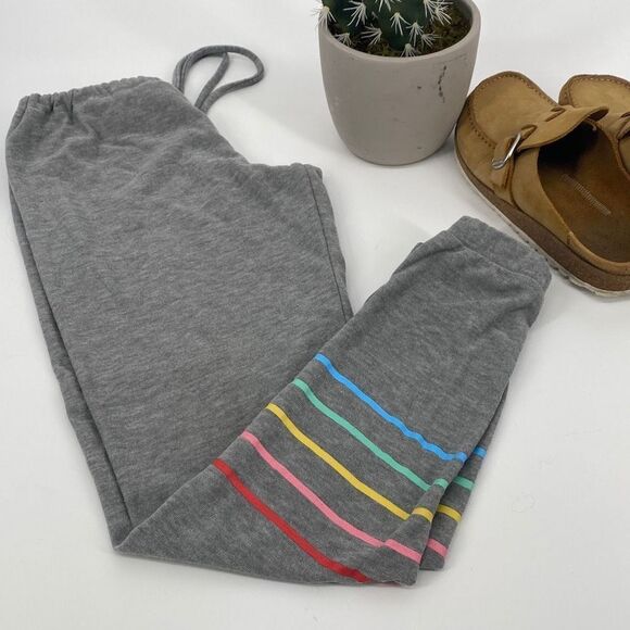 Chaser Rainbow Bolt‎ Comfy Joggers Drawstring Pride Grey XS - Picture 2 of 13